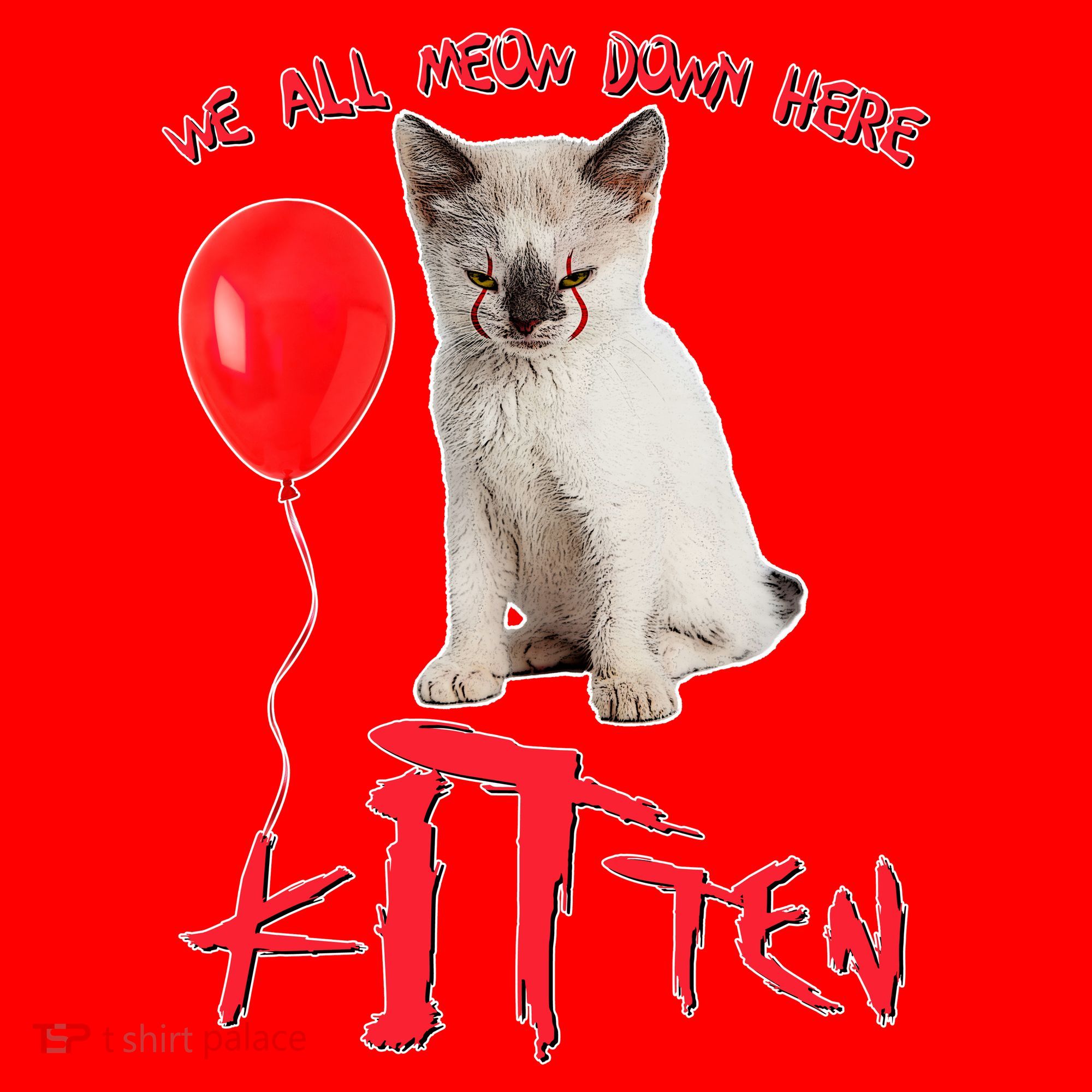 IT Kitten We All Meow Down Here Funny Halloween Santa Hat