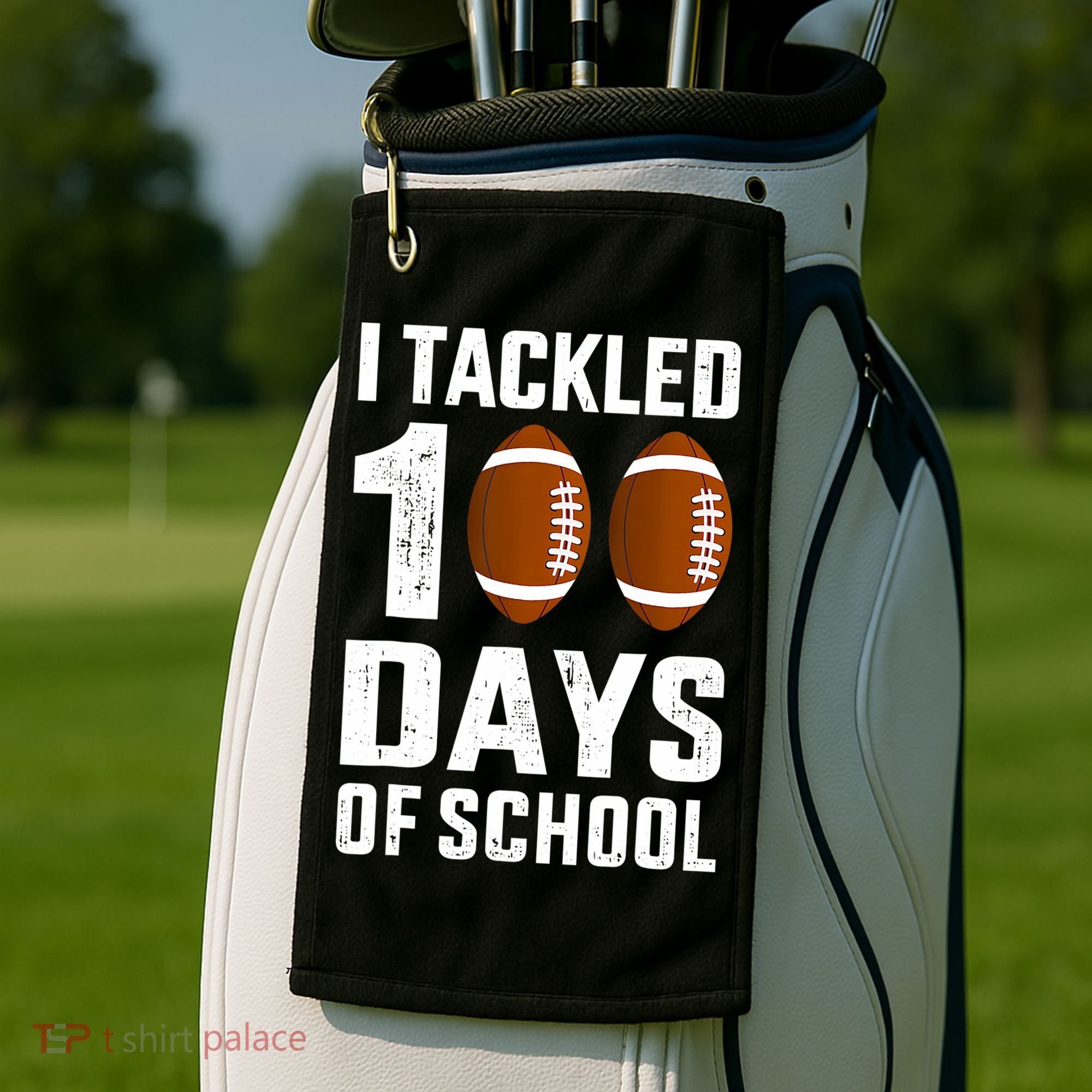 I Tackled 100 Days School 100th Day Football Golf Towel