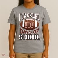 I Tackled 100 Days Of School Football T-Shirt thumb 4