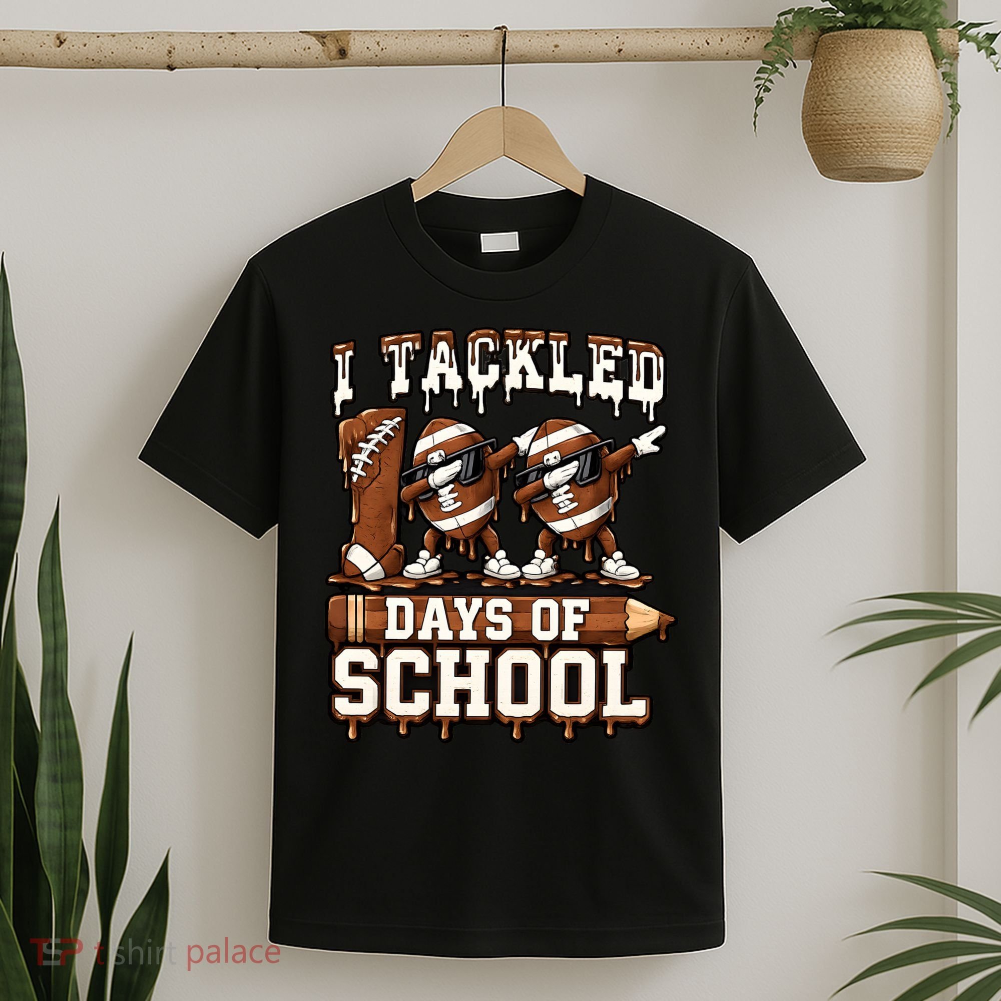 I Tackled 100 Days Of School 100th Day Football T-Shirt