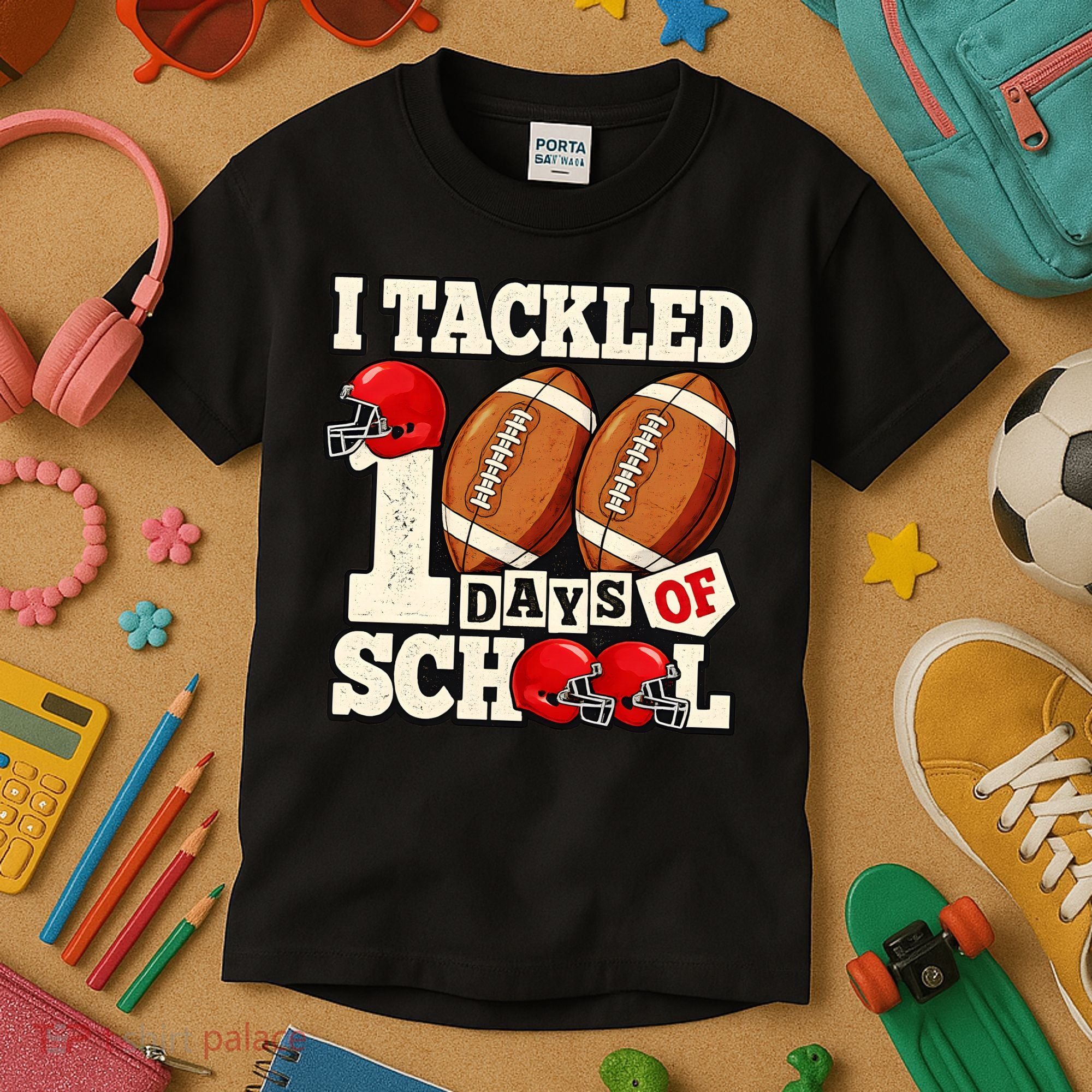 I Tackled 100 Days Of School Kids T-Shirt