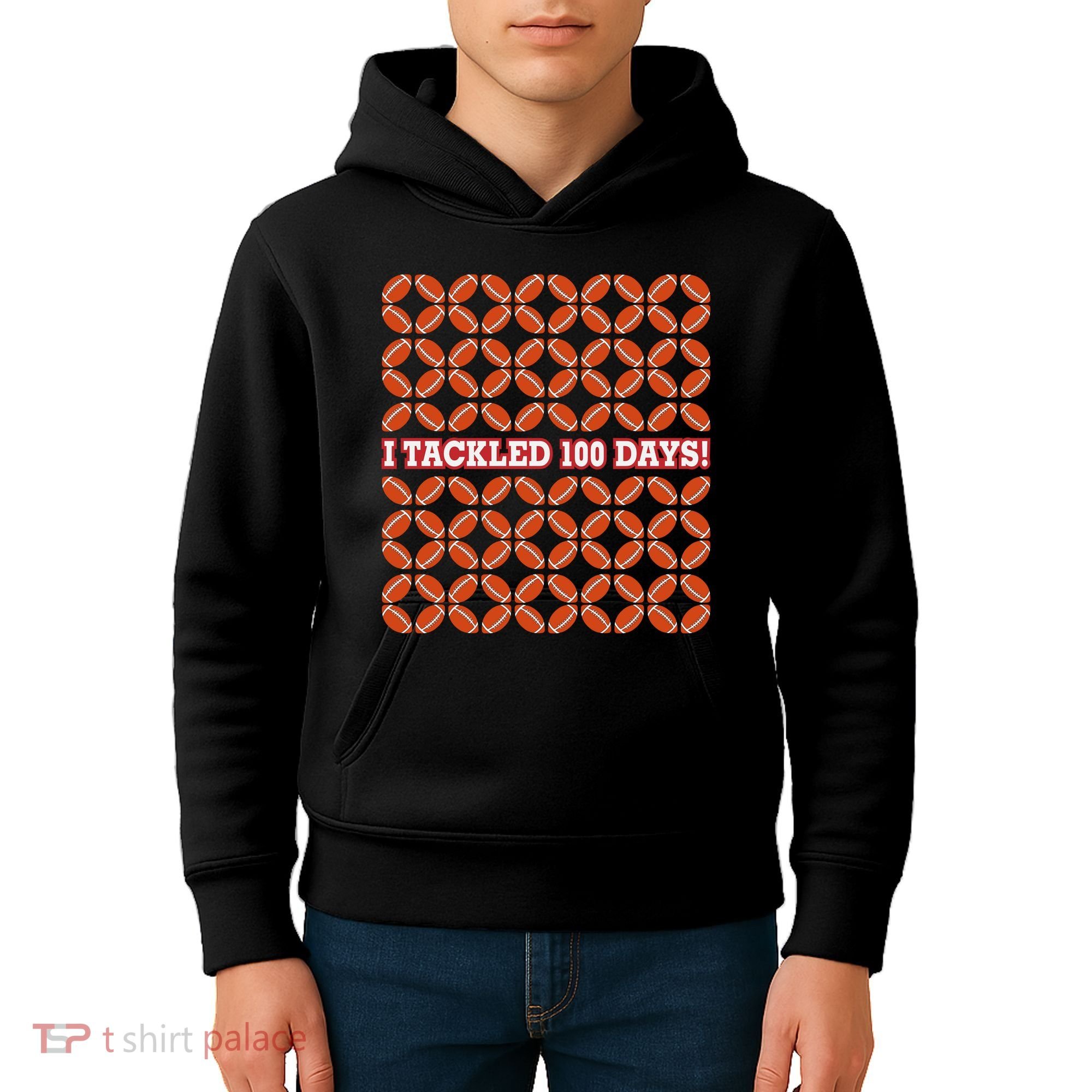 I Tackled 100 Days Football School Celebration Kids Hoodie