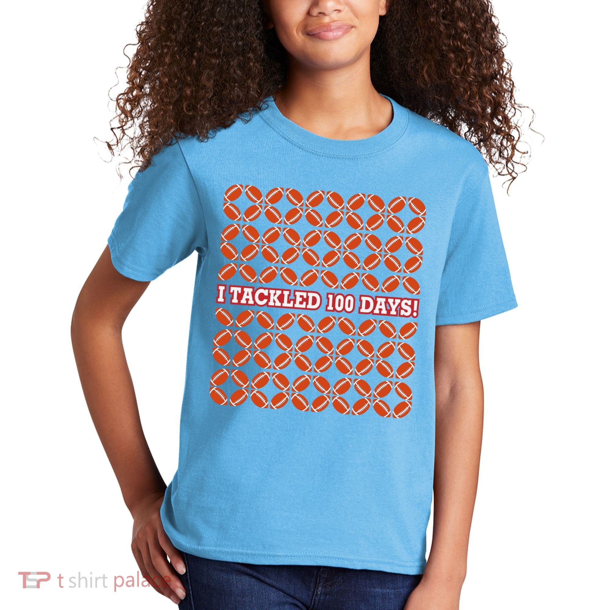 I Tackled 100 Days Football School Celebration Kids T-Shirt