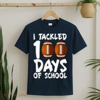 I Tackled 100 Days Of School Football 100th Day Gifts T-Shirt thumb 2