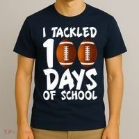 I Tackled 100 Days Of School Football 100th Day Gifts T-Shirt thumb 3