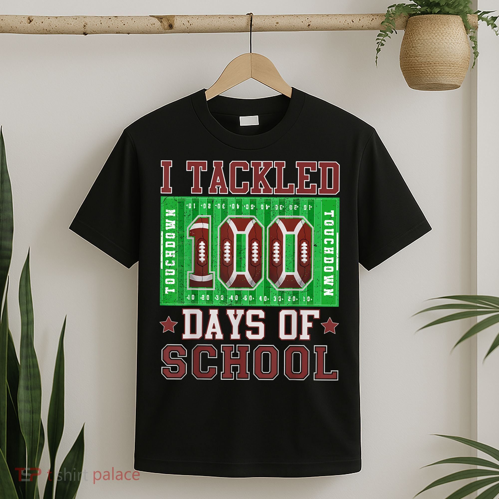 I Tackled 100 Days Of School Football 100th Day T-Shirt