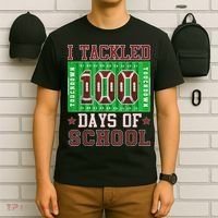 I Tackled 100 Days Of School Football 100th Day T-Shirt thumb 6