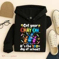 It's The 100 Days Of School Get Your Cray On Hoodie thumb 4