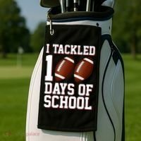 I Tackled 100 Days Of School Football Golf Towel thumb 2