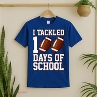 I Tackled 100 Days Of School Football T-Shirt thumb 2