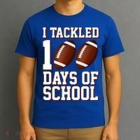 I Tackled 100 Days Of School Football T-Shirt thumb 3