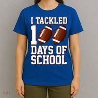 I Tackled 100 Days Of School Football T-Shirt thumb 4