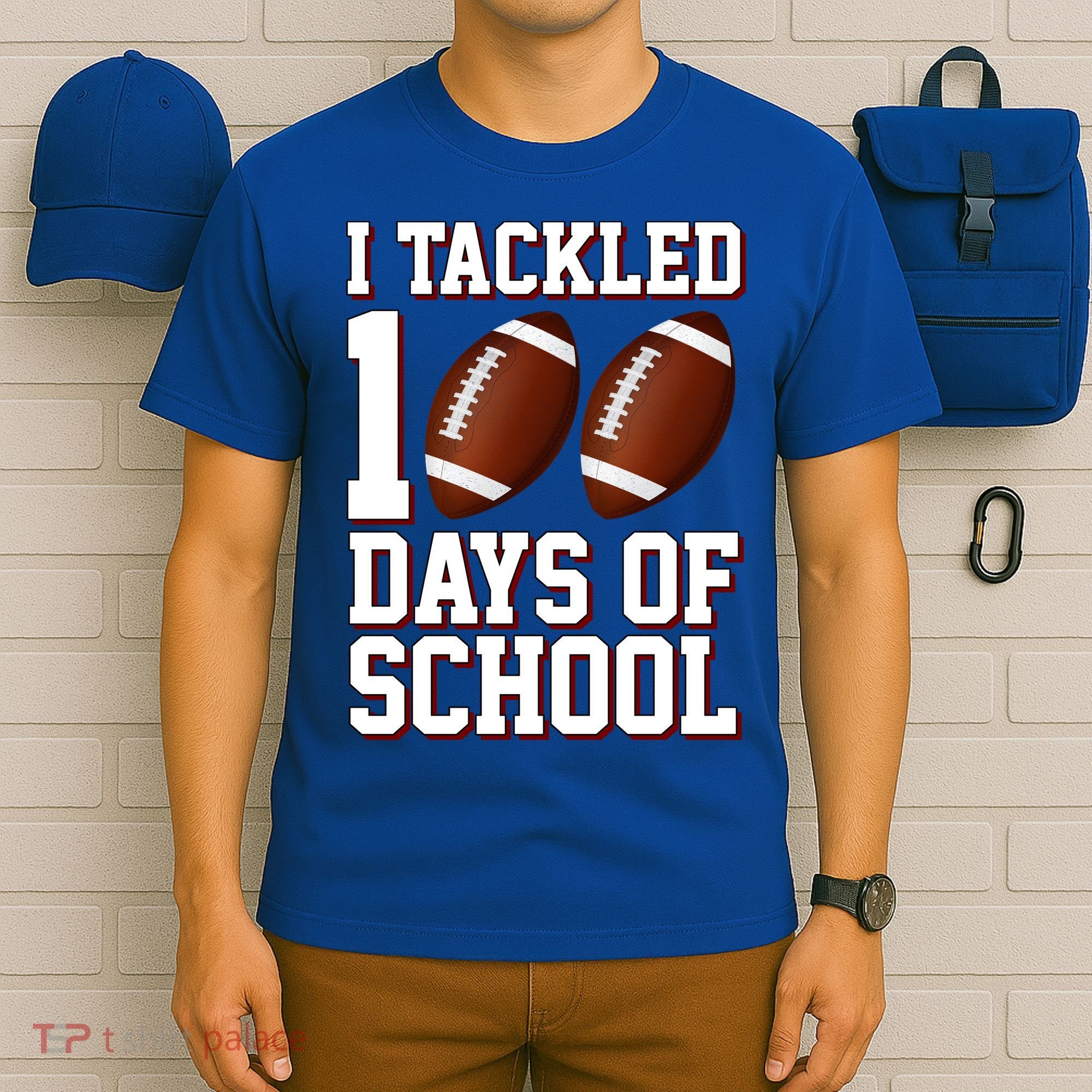 I Tackled 100 Days Of School Football T-Shirt