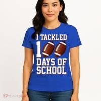 I Tackled 100 Days Of School Football Women's T-Shirt thumb 4