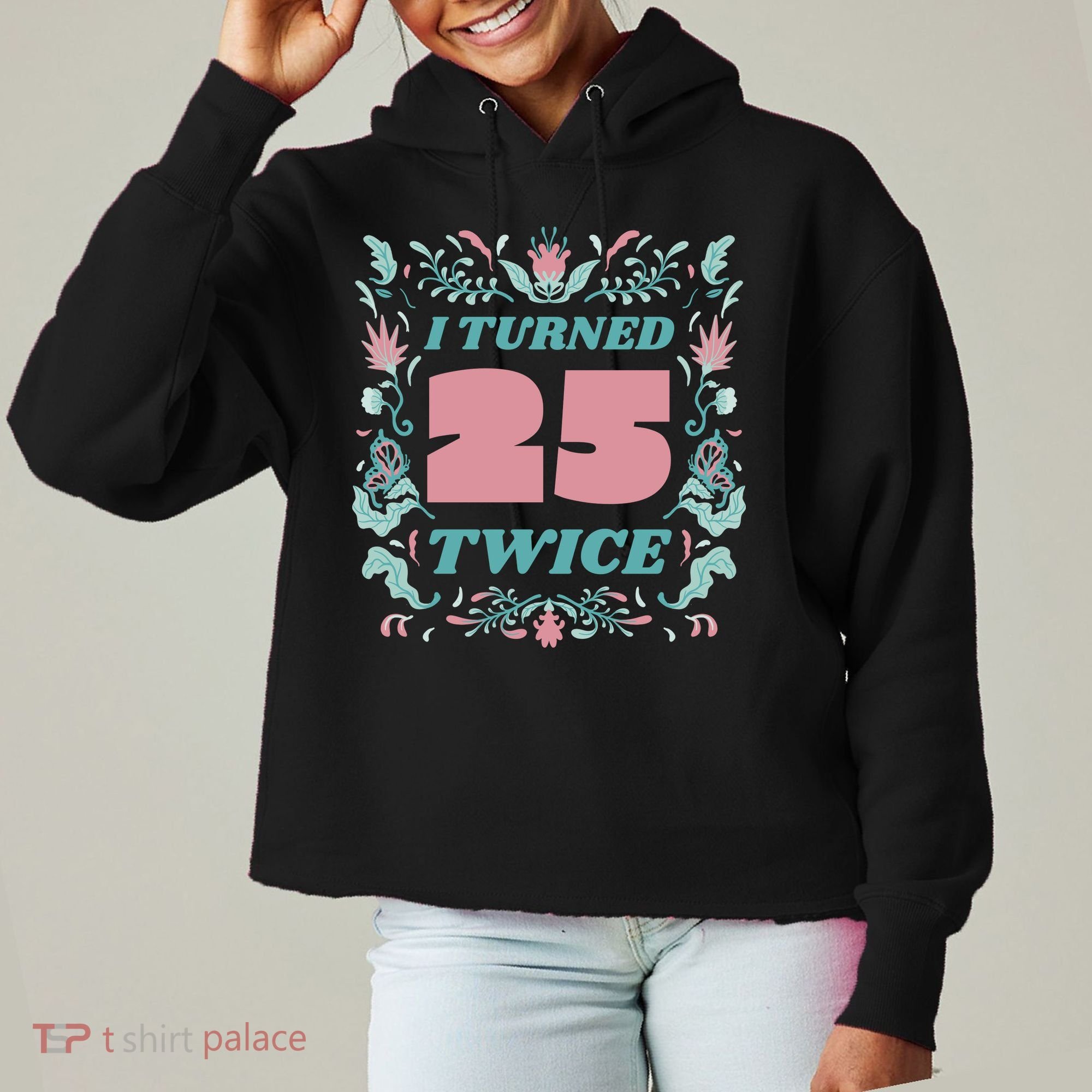 I Turned 25 Twice 50th Birthday Gift Ladies Heavyweight Boxy Pullover Hoodie