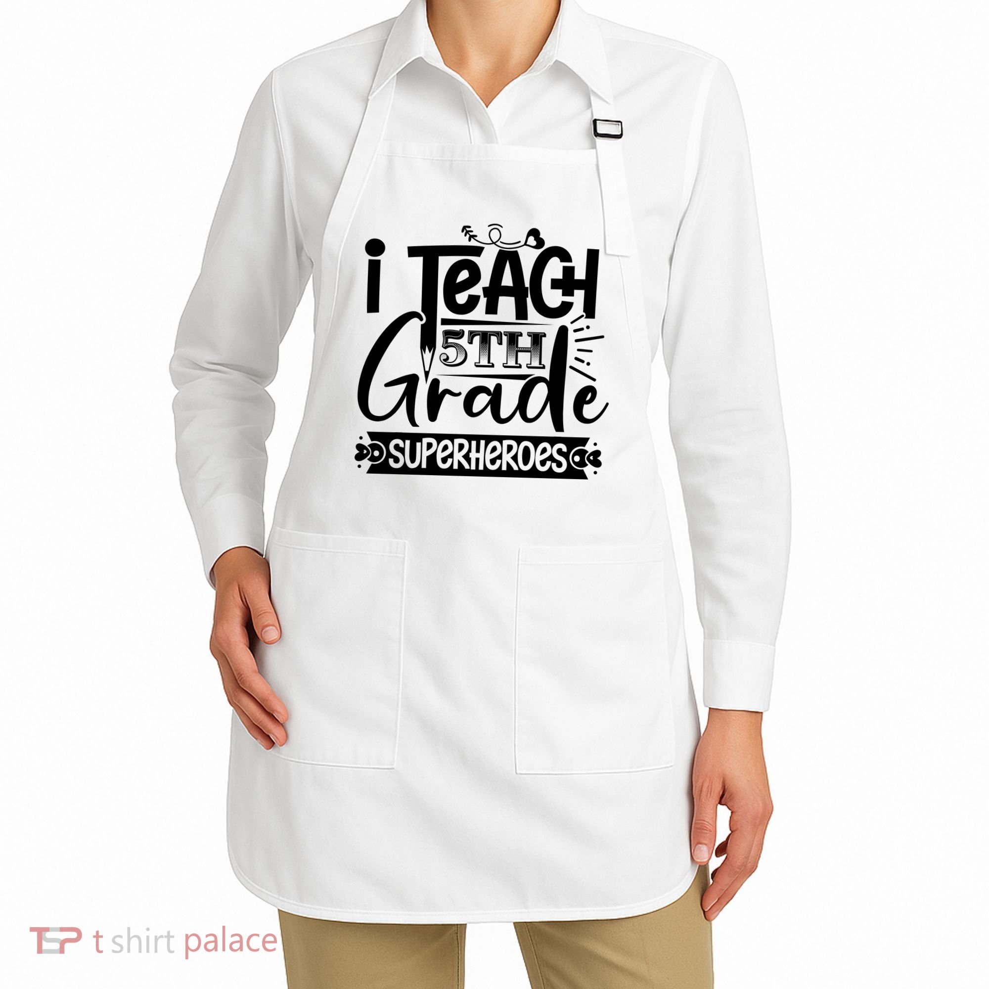 I Teach 5th Grade Superheroes Apron