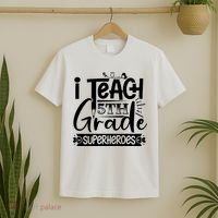 I Teach 5th Grade Superheroes T-Shirt thumb 2