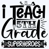 I Teach 5th Grade Superheroes Button thumb 1