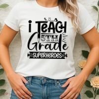 I Teach 5th Grade Superheroes Women's T-Shirt thumb 2