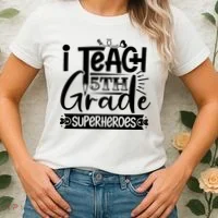 I Teach 5th Grade Superheroes Women's T-Shirt thumb 2
