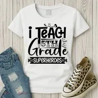 I Teach 5th Grade Superheroes Women's T-Shirt thumb 3