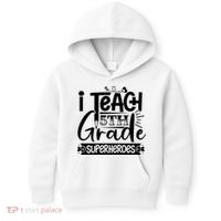 I Teach 5th Grade Superheroes Kids Hoodie thumb 0