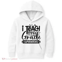 I Teach 5th Grade Superheroes Kids Hoodie thumb 0