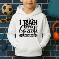 I Teach 5th Grade Superheroes Kids Hoodie thumb 2