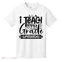 I Teach 5th Grade Superheroes Kids T-Shirt thumb 0