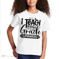 I Teach 5th Grade Superheroes Kids T-Shirt thumb 2