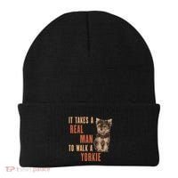 It Takes A Real Man To Walk A Yorkie Funny Dog Lover Beanie thumb 0