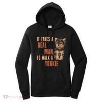 It Takes A Real Man To Walk A Yorkie Funny Dog Lover Women's Hoodie thumb 0