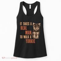 It Takes A Real Man To Walk A Yorkie Funny Dog Lover Women's Tank Top thumb 0
