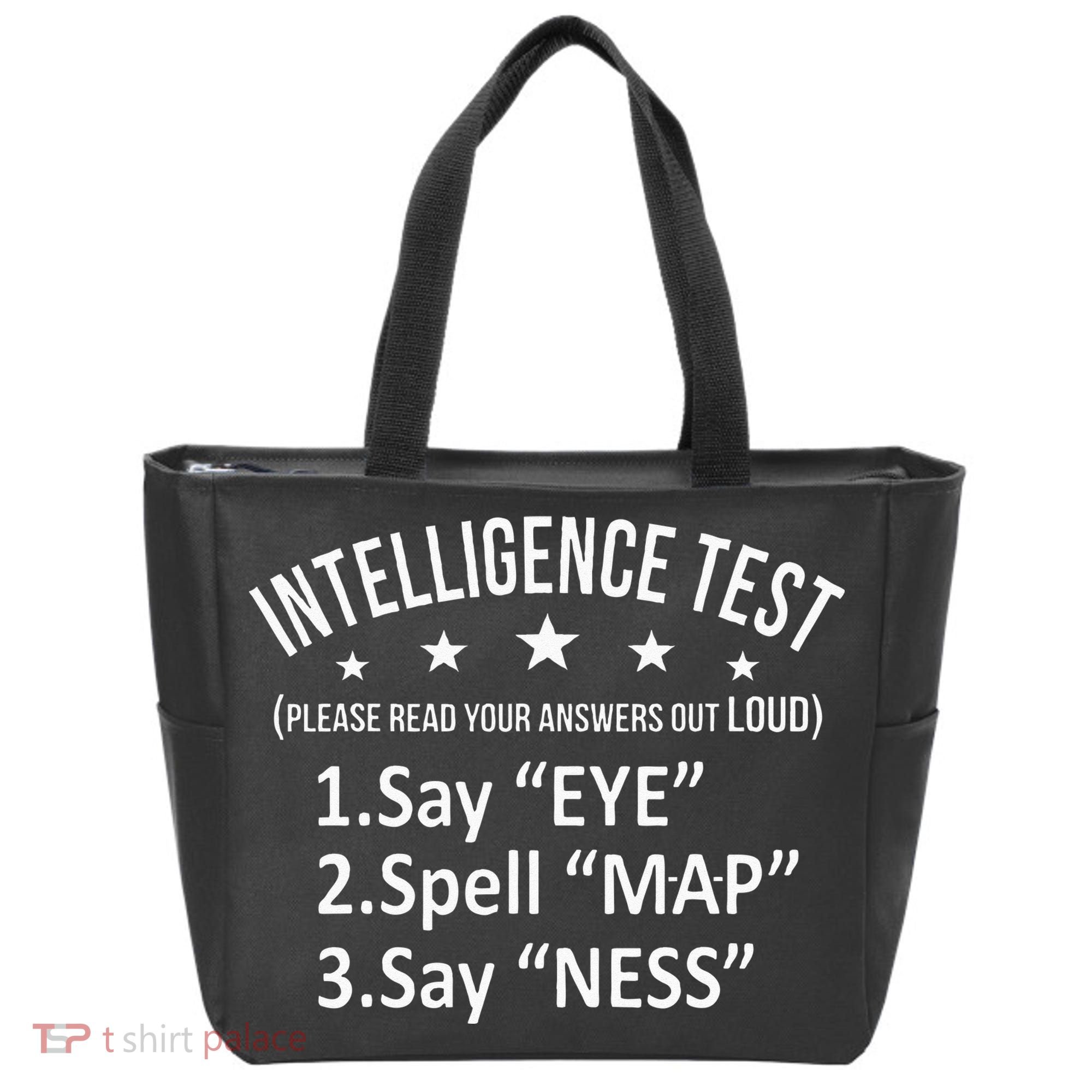 Intelligence Test Adult Humor Funny Sarcasm Graphic Tote Bag