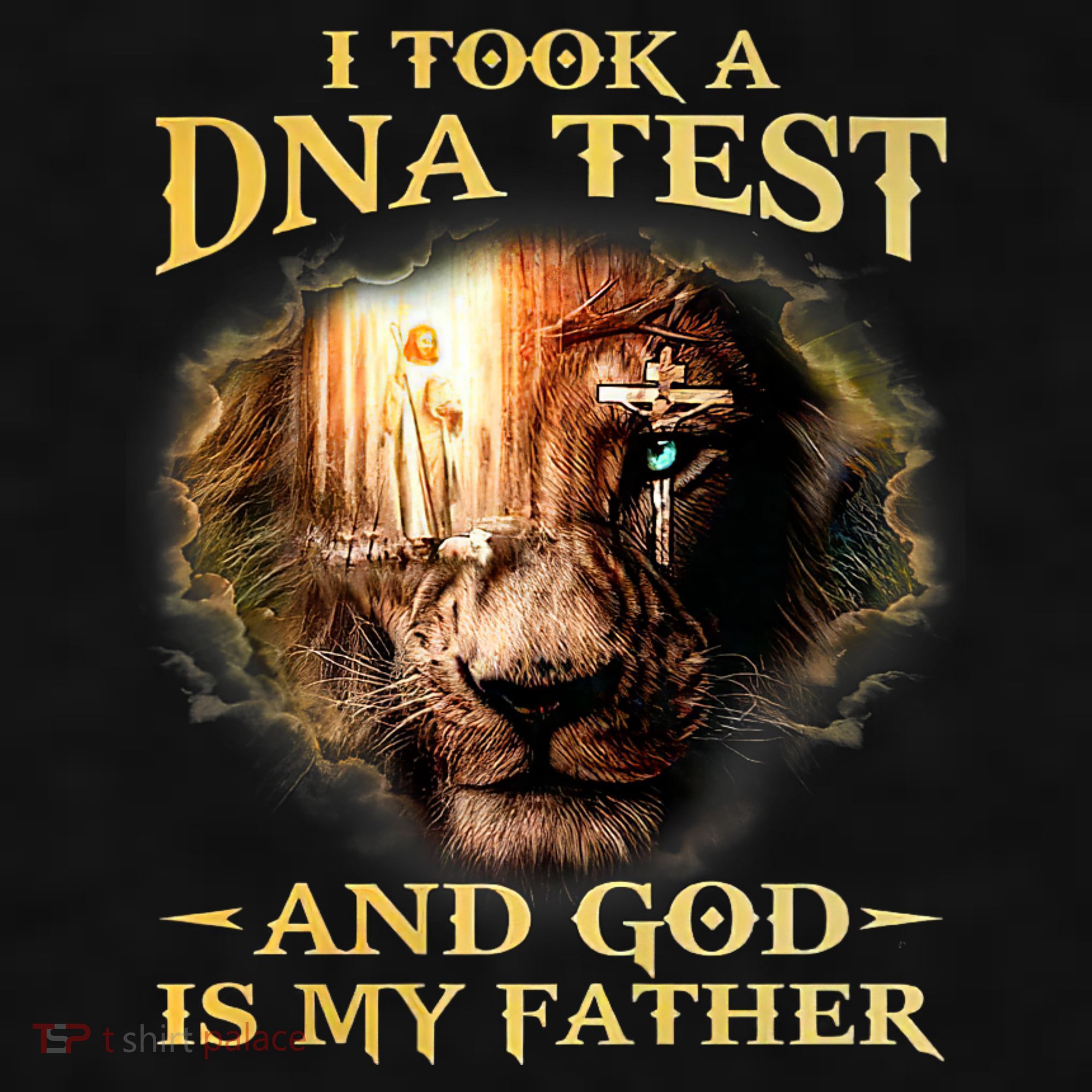 I Took A Dna Test And God Is My Father Lion Jesus Ladies PosiCharge Tri-Blend Wicking Tank