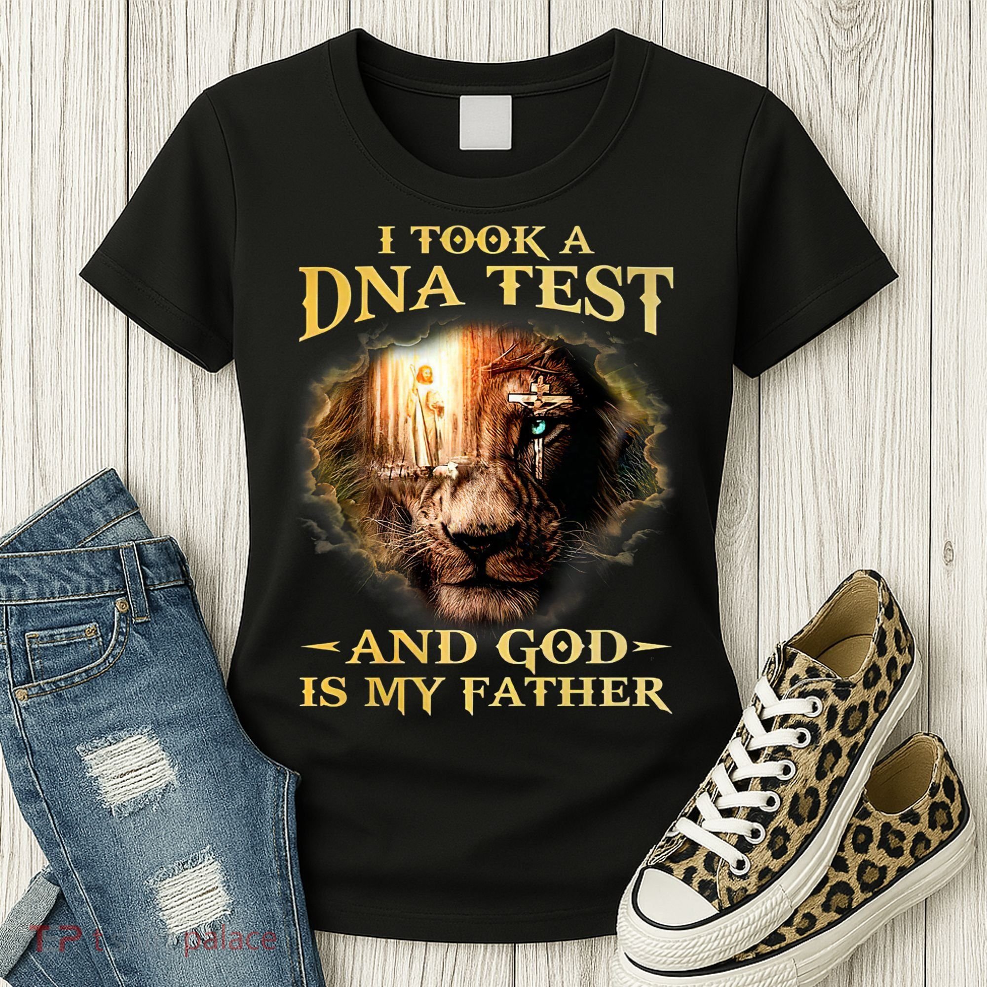 I Took A Dna Test And God Is My Father Lion Jesus Women's T-Shirt
