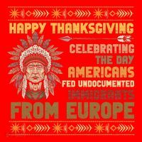 Indigenous Thanksgiving American Fed Undocumented Immigrants Santa Hat thumb 1
