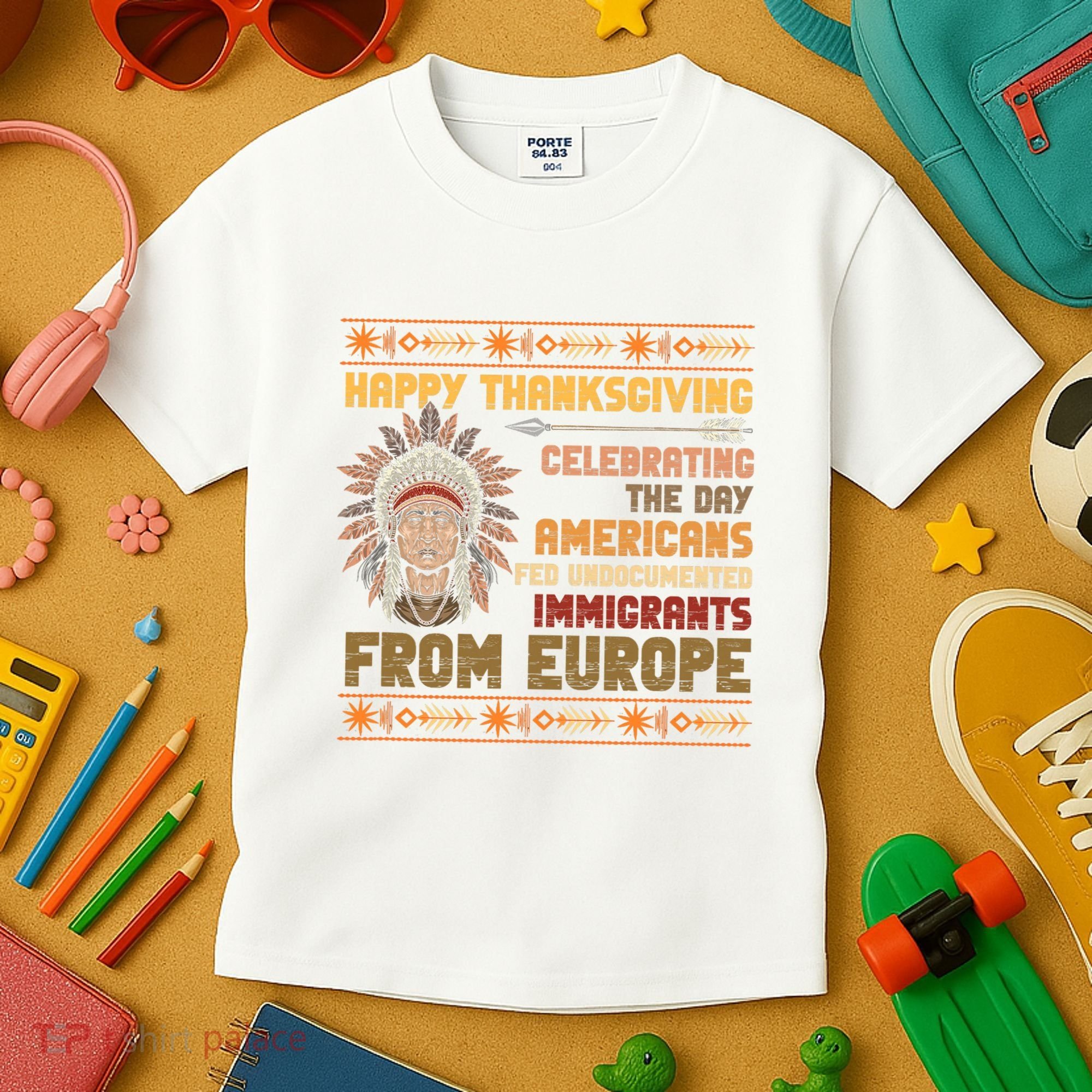 Indigenous Thanksgiving American Fed Undocumented Immigrants Kids T-Shirt