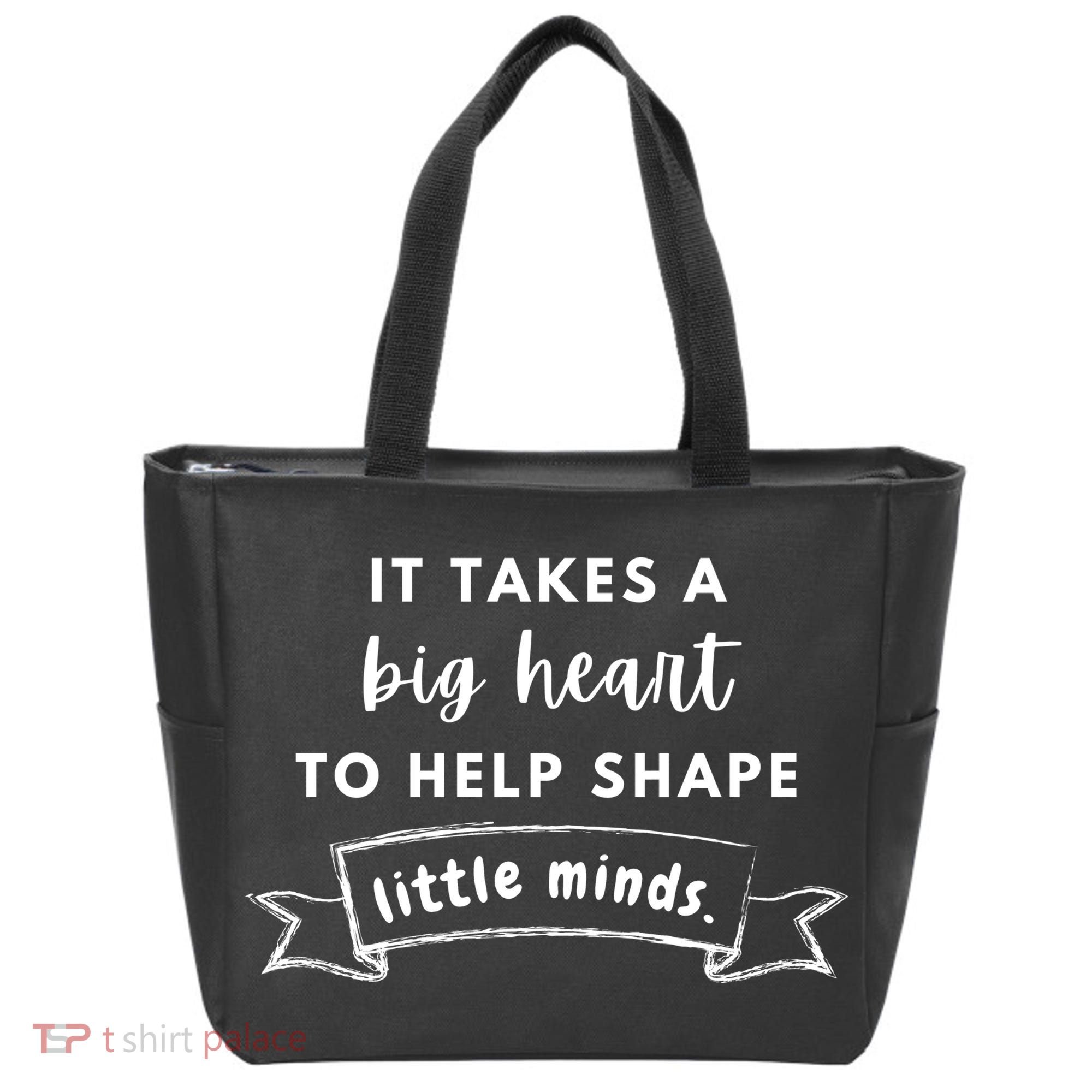 It Takes A Big Heart To Help Shape Little Minds Cute Teacher Gift Tote Bag
