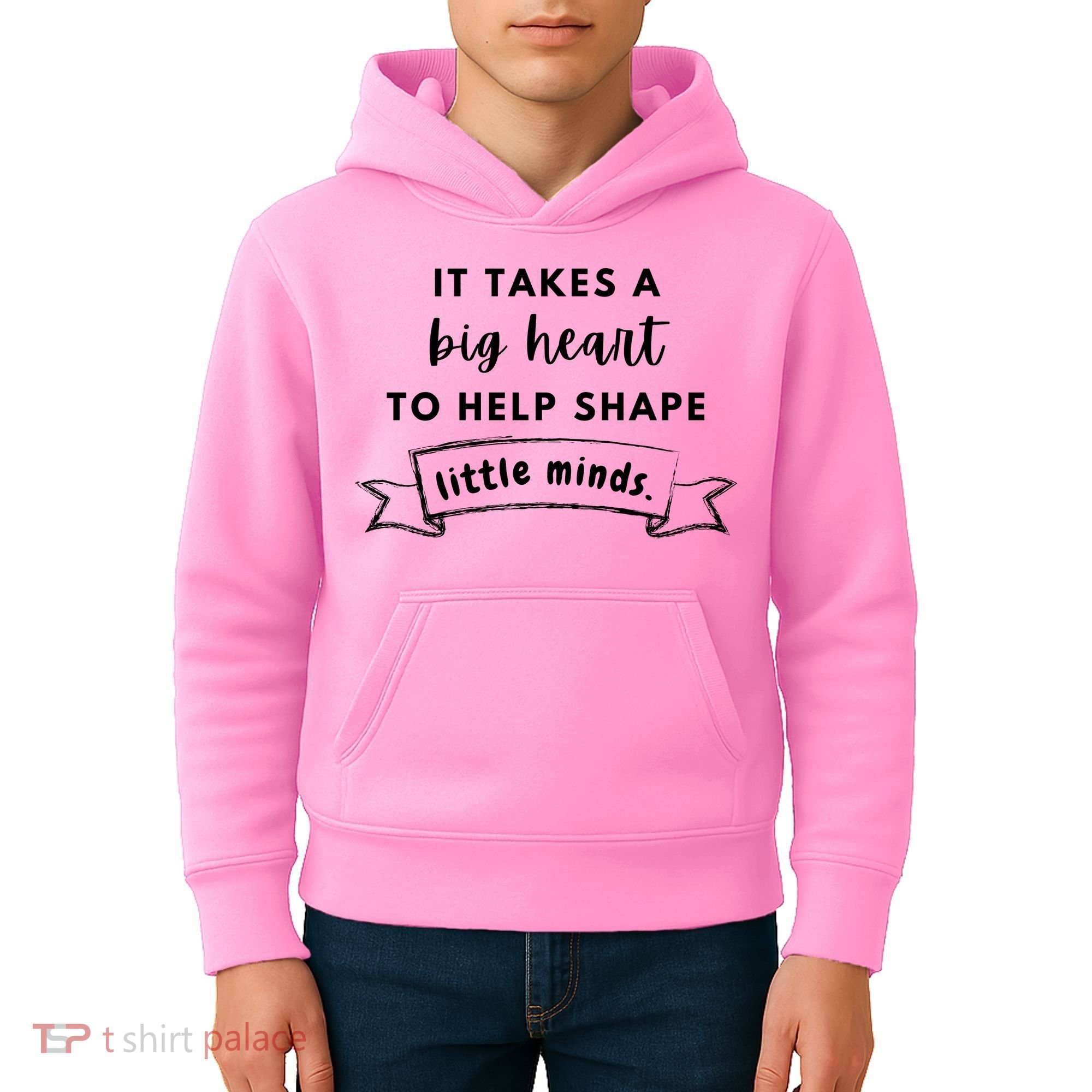 It Takes A Big Heart To Help Shape Little Minds Cute Teacher Gift Kids Hoodie