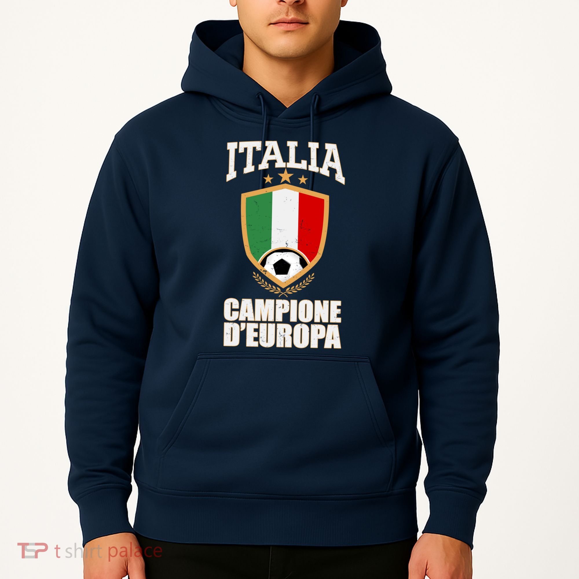 Italia Campione D'Europa Soccer Flag Shield Logo Hoodie
