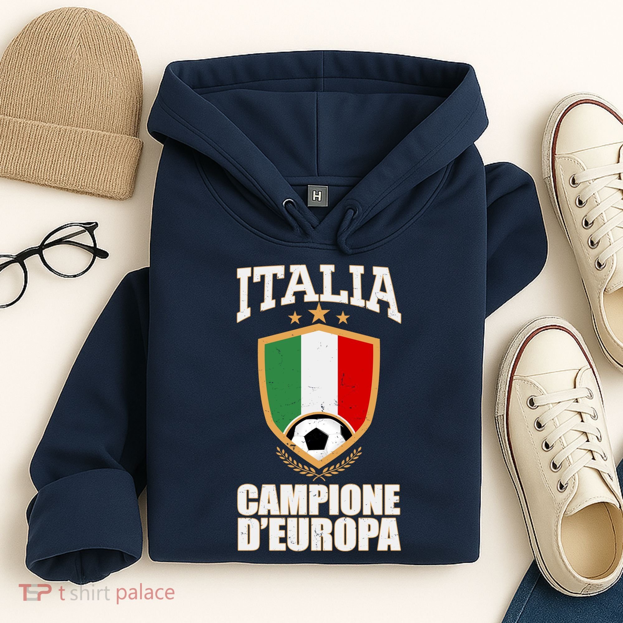 Italia Campione D'Europa Soccer Flag Shield Logo Hoodie