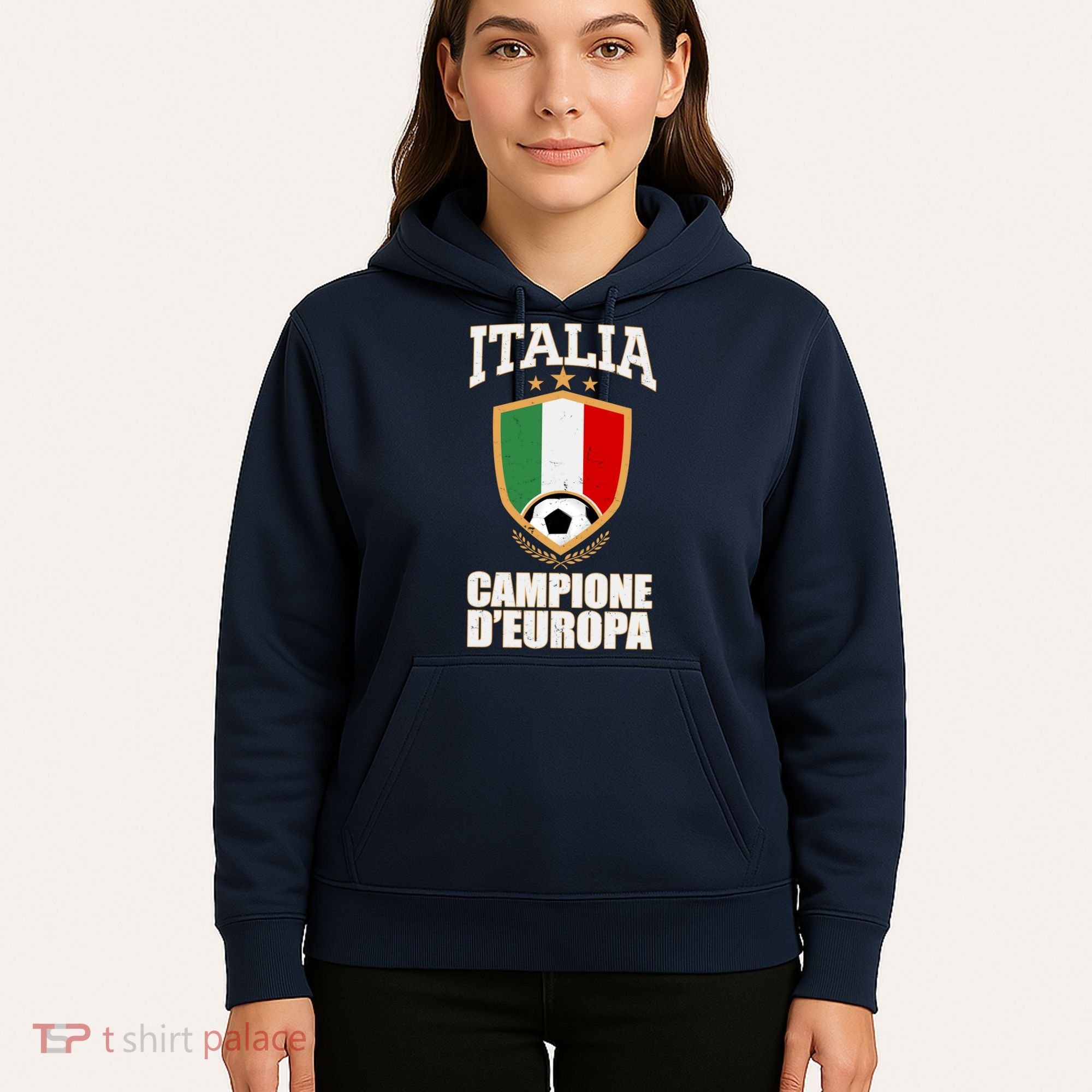 Italia Campione D'Europa Soccer Flag Shield Logo Hoodie