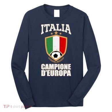 Italia Campione D'Europa Soccer Flag Shield Logo Long Sleeve Shirt