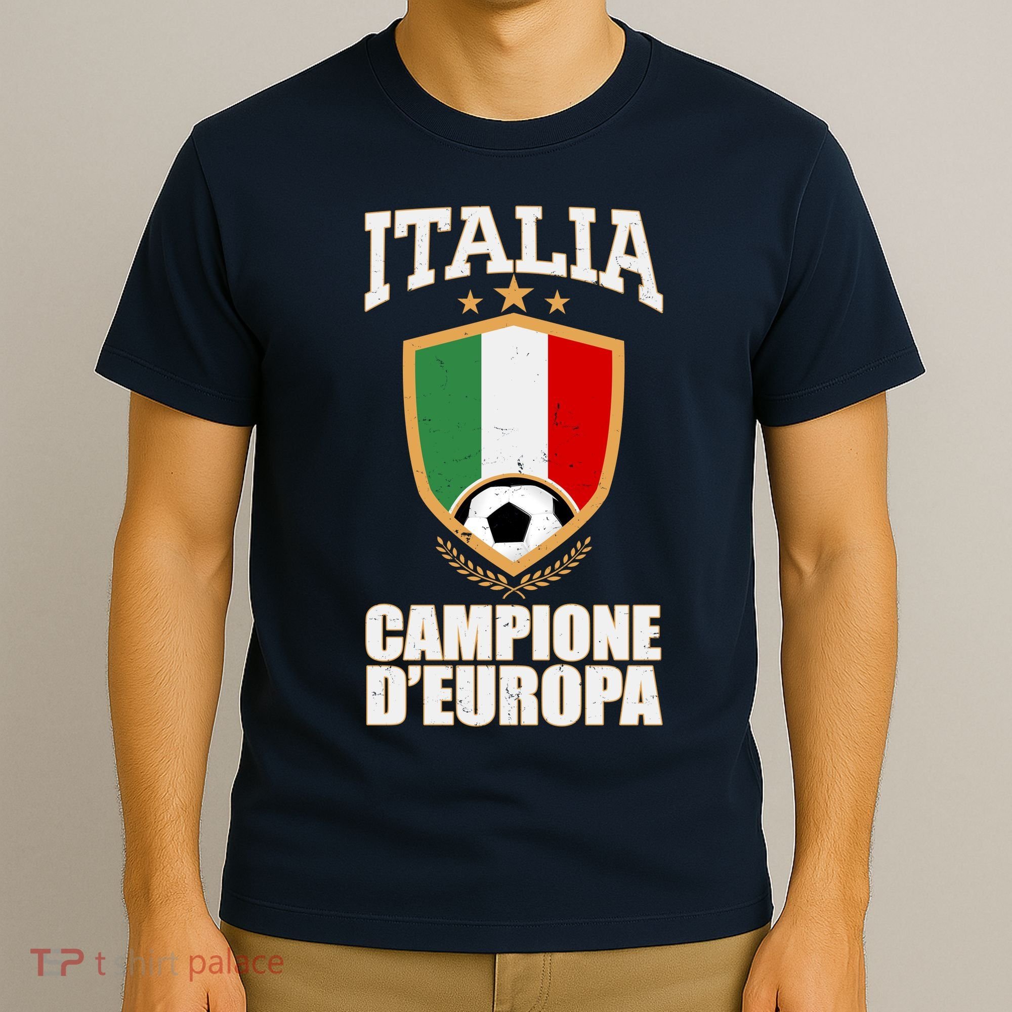 Italia Campione D'Europa Soccer Flag Shield Logo T-Shirt