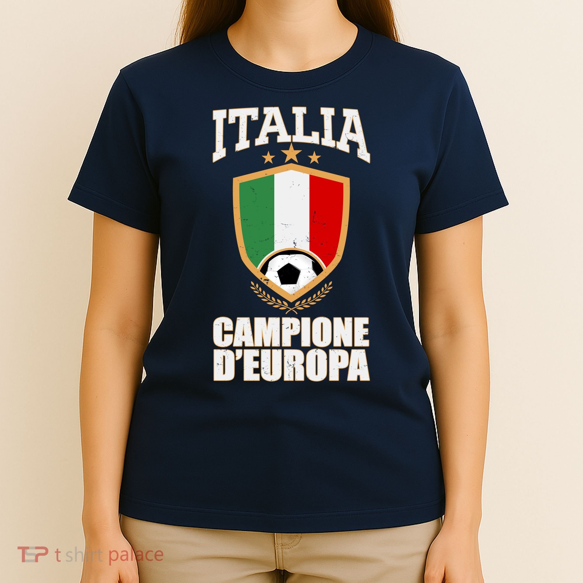 Italia Campione D'Europa Soccer Flag Shield Logo T-Shirt