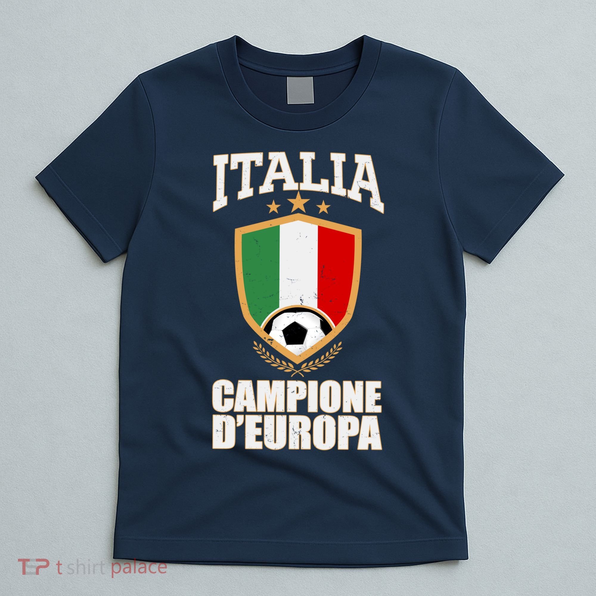 Italia Campione D'Europa Soccer Flag Shield Logo T-Shirt