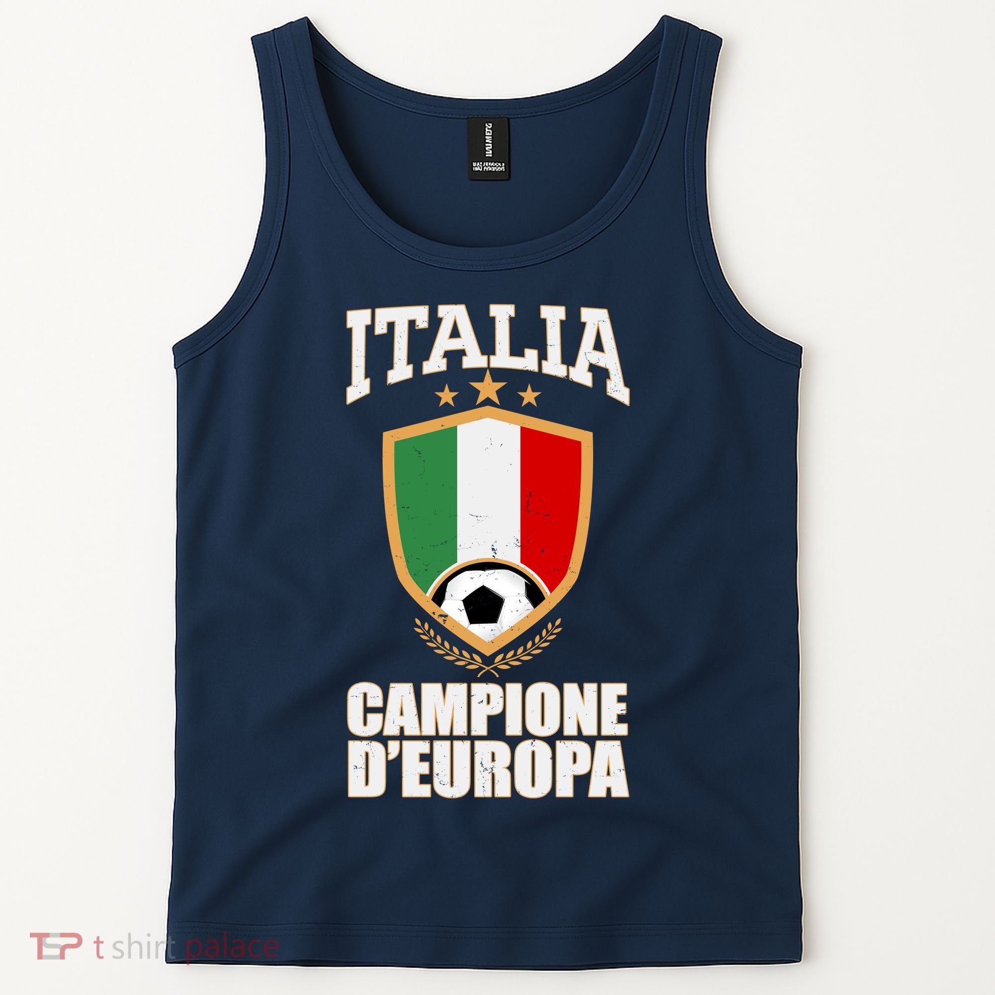Italia Campione D'Europa Soccer Flag Shield Logo Tank Top