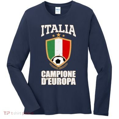 Italia Campione D'Europa Soccer Flag Shield Logo Women's Long Sleeve Shirt