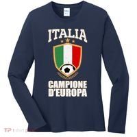 Italia Campione D'Europa Soccer Flag Shield Logo Women's Long Sleeve Shirt thumb 0
